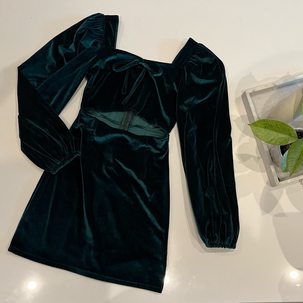 Green velvet dress